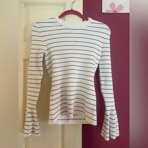 INTERMIX fitted bell sleeve striped blouse size Small